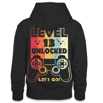 LEVEL 13 Unlocked Let's Go! Birthday 13 years - Teenager Contrast Hoodie - black/red - Back