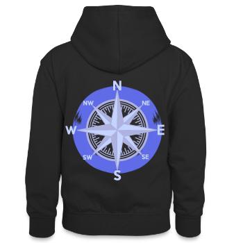 Kompass Windrose Richtung Outdoor Maritim Nautik - Teenager Kontrast-Hoodie - Schwarz/Rot - Hinten