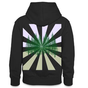 Strahlen Wald Tannen Wildnis Flora Ökologie - Teenager Kontrast-Hoodie - Schwarz/Rot - Hinten