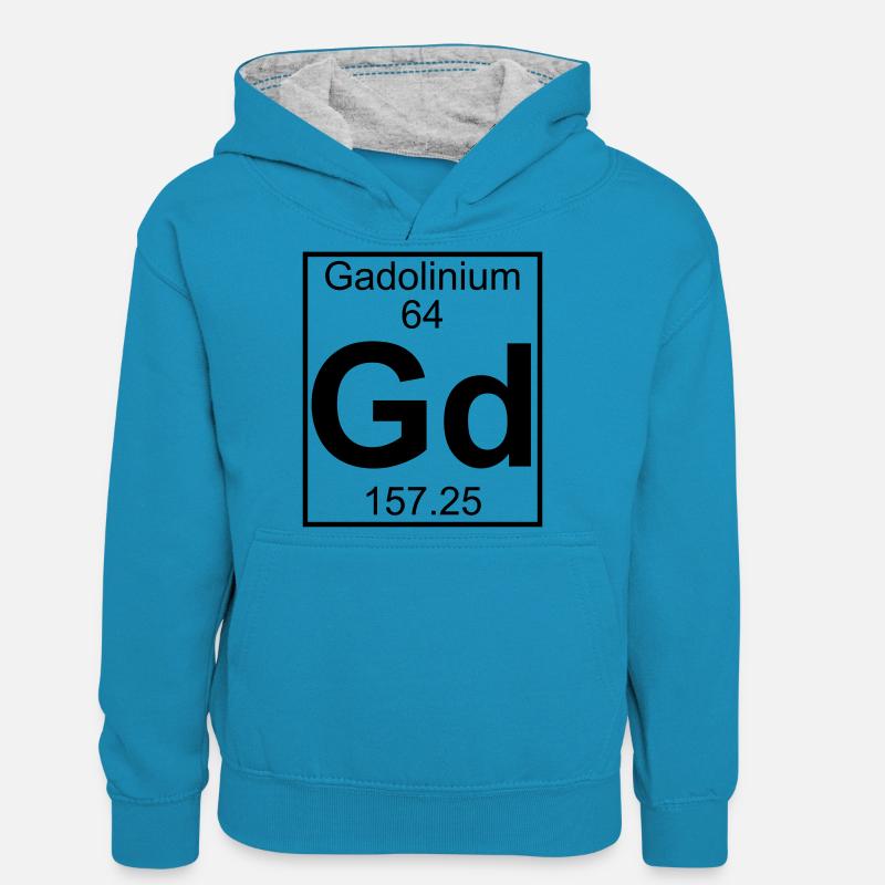 Element 064 - Gd (gadolinium) - Full - Sweat à capuche contrasté Ado - bleu paon/gris chiné
