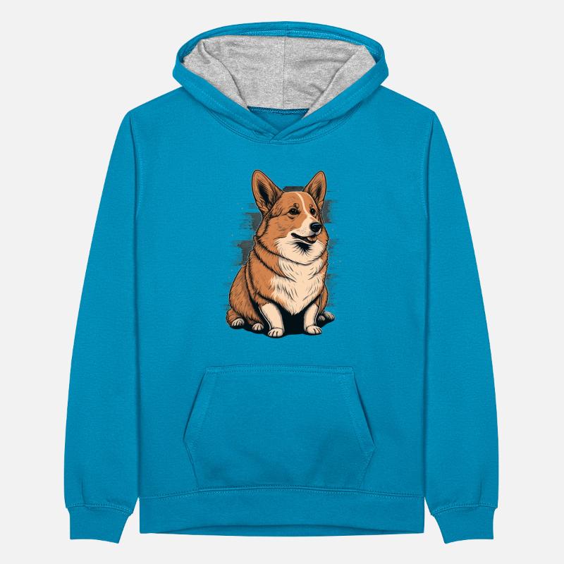 Fat Corgi Teenager Contrast Hoodie