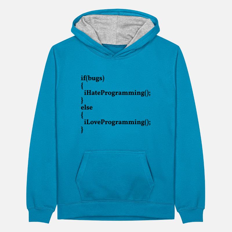 LoveProgramming, HateBugs! #InformatikerHumor Teenager Kontrast-Hoodie