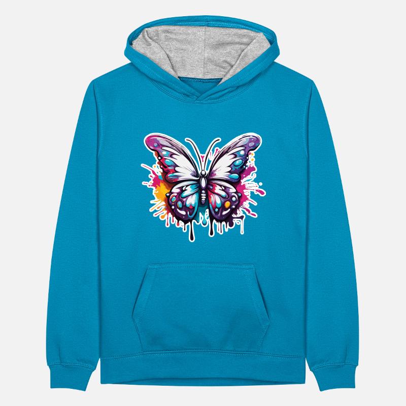 Butterfly / Animal / Insect / Flying / Summer Teenager Contrast Hoodie