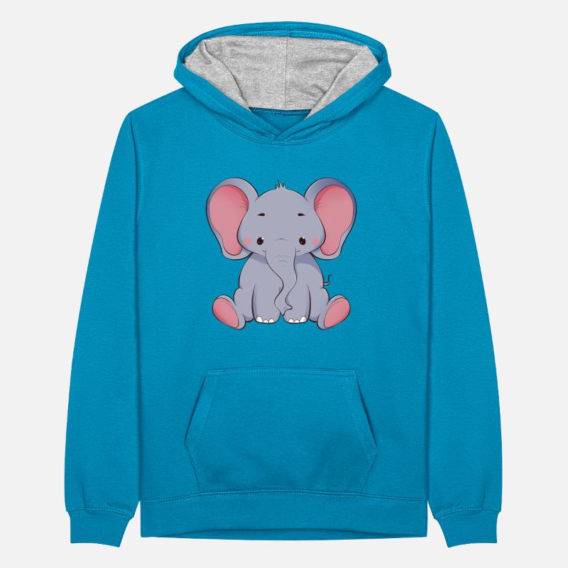 Elefant Teenager Kontrast-Hoodie