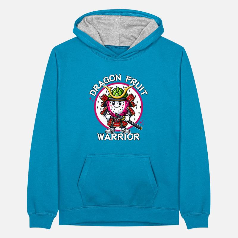 Must-have Dragon Fruit Warrior Samurai Teenager Kontrast-Hoodie