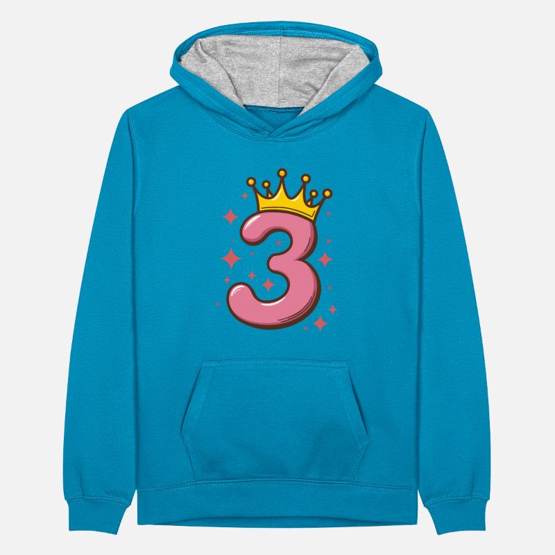 Dritte Geburtstag Krone Glitzer Teenager Kontrast-Hoodie