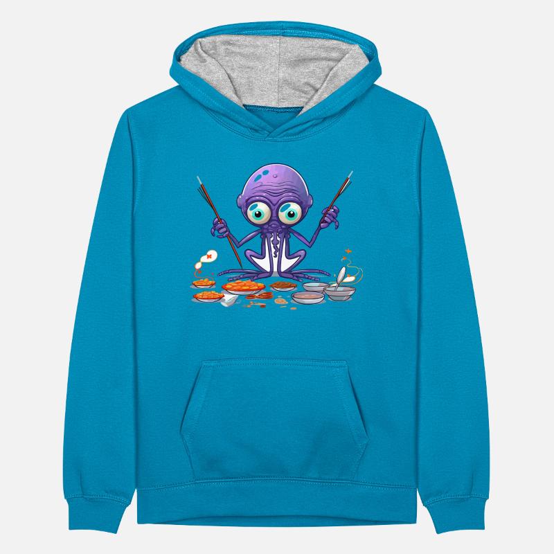 The Algae Octopus Chef Teenager Contrast Hoodie