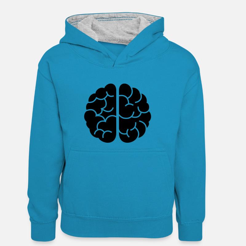 Brain - Sweat à capuche contrasté Ado - bleu paon/gris chiné