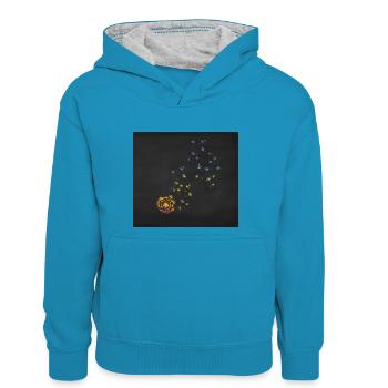 Dandelion - Teenager Contrast Hoodie - peacock blue/heather grey - Front