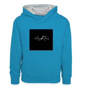 Notenschlüssel Bassschlüssel - Teenager Kontrast-Hoodie - Pfauenblau/Grau meliert - Vorne