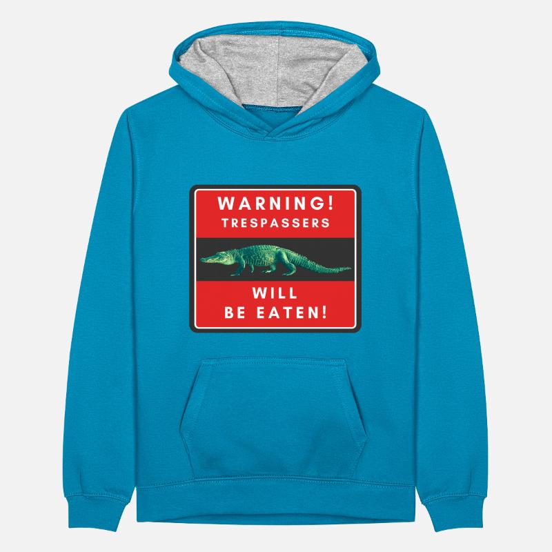 Warnung Eindringlinge werden gegessen Teenager Kontrast-Hoodie
