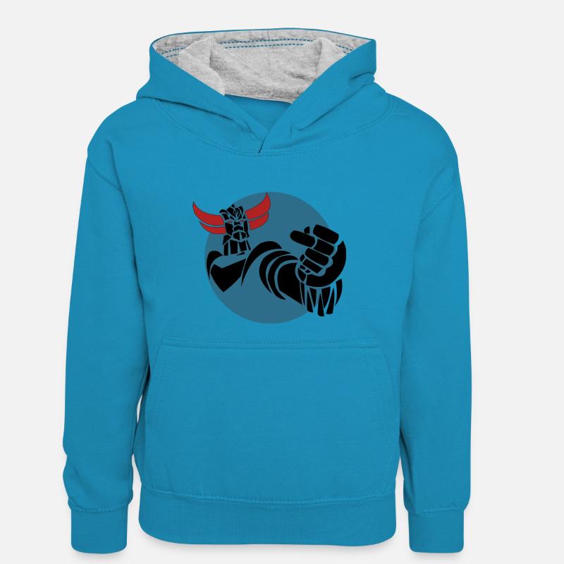 acta 01 - Sweat à capuche contrasté Ado - bleu paon/gris chiné