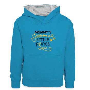 Mamma's Little King - Teenager Contrast Hoodie - peacock blue/heather grey - Front