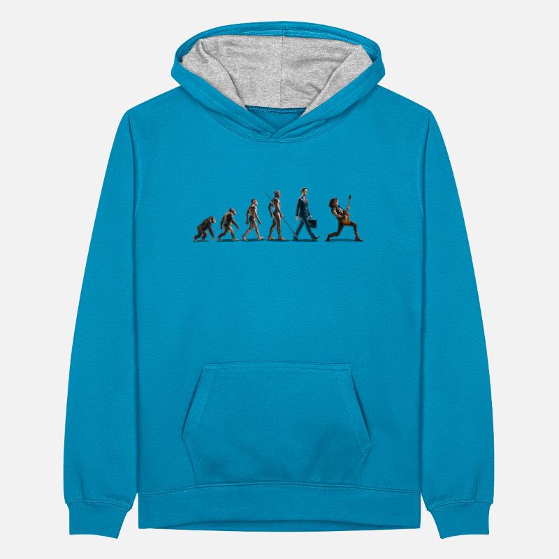 Evolution Guitar Player Teenager Kontrast-Hoodie