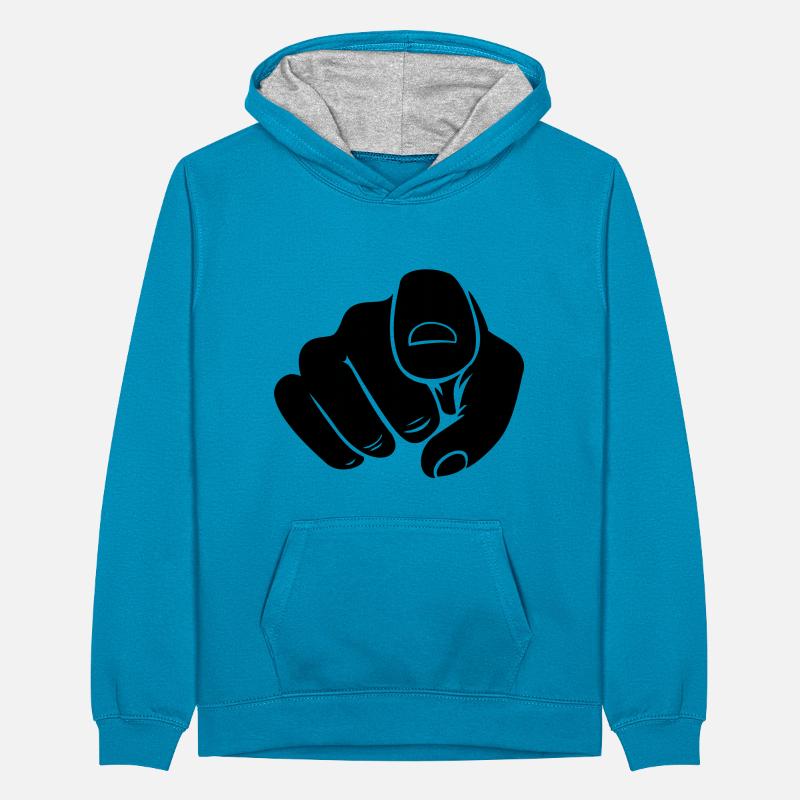 Pointer la main du doigt Sweat à capuche contrasté Ado