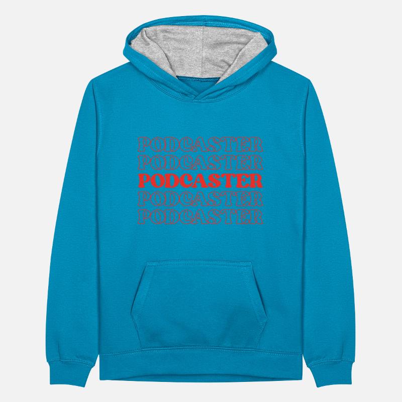 Podcaster, Moderator, Radiomoderator Teenager Kontrast-Hoodie