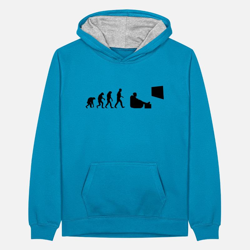Fernsehen Bingewatching Serienmarathonevolution Teenager Kontrast-Hoodie