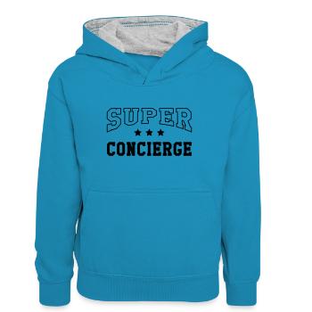 Hausmeister / Hausmeisterin / Concierge / Pförtner - Teenager Kontrast-Hoodie - Pfauenblau/Grau meliert - Vorne