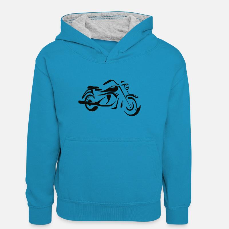 Chopper - Sweat à capuche contrasté Ado - bleu paon/gris chiné
