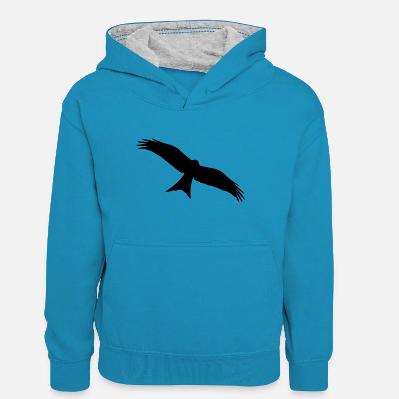 Rotmilan - Sweat à capuche contrasté Ado - bleu paon/gris chiné