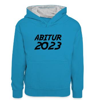 Abitur 2023 - Teenager Kontrast-Hoodie - Pfauenblau/Grau meliert - Vorne