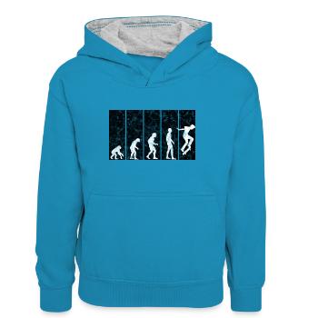 Evolution Skateboarder Skateboard Skater Skate - Teenager Kontrast-Hoodie - Pfauenblau/Grau meliert - Vorne