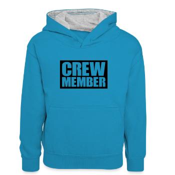 Crew Member - Teenager Contrast Hoodie - peacock blue/heather grey - Front