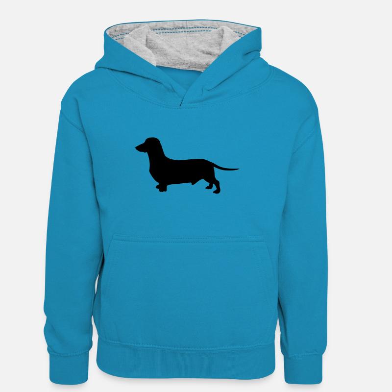 dackel - Sweat à capuche contrasté Ado - bleu paon/gris chiné