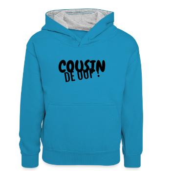 Onkel / Tante / Vetter / Cousin / Kusine - Teenager Kontrast-Hoodie - Pfauenblau/Grau meliert - Vorne