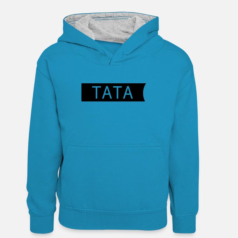 papa - Sweat à capuche contrasté Ado - bleu paon/gris chiné