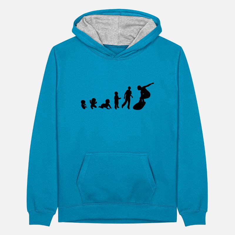 Evolution human man men sport surf Teenager Contrast Hoodie