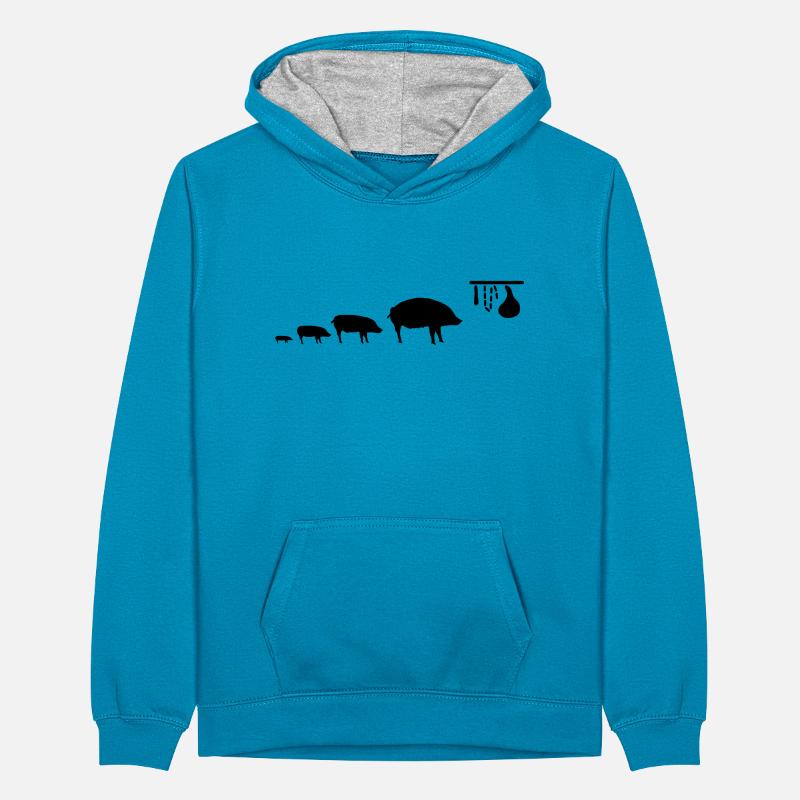 pig_evolution Teenager Kontrast-Hoodie