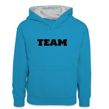 Team - Teenager Kontrast-Hoodie - Pfauenblau/Grau meliert - Vorne