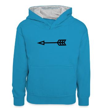 Arrow - Teenager Contrast Hoodie - peacock blue/heather grey - Front