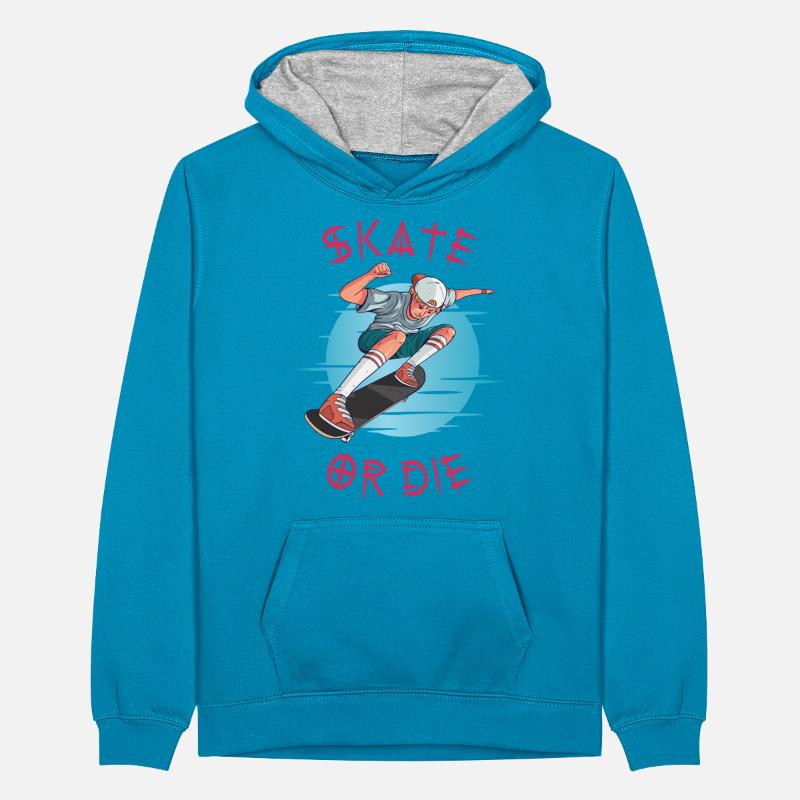 Skate oder stirb Skateboarder Junge Teenager Kontrast-Hoodie