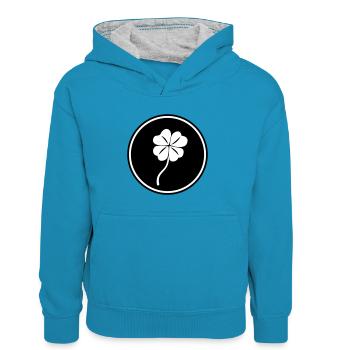 Lucky clover - Teenager Contrast Hoodie - peacock blue/heather grey - Front