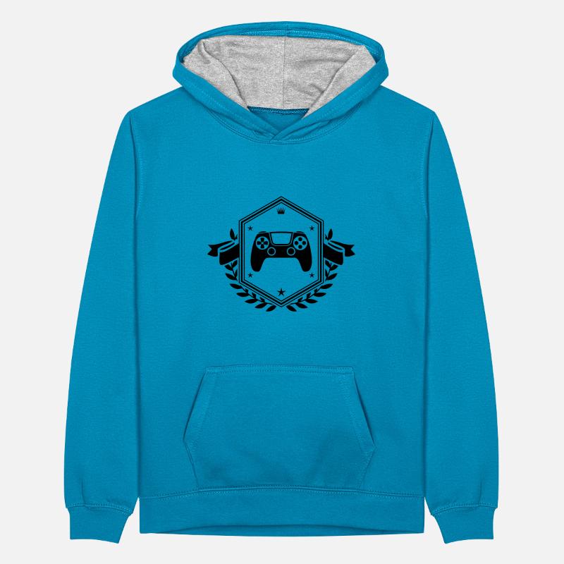 Gamepad Wappen Controller Teenager Kontrast-Hoodie