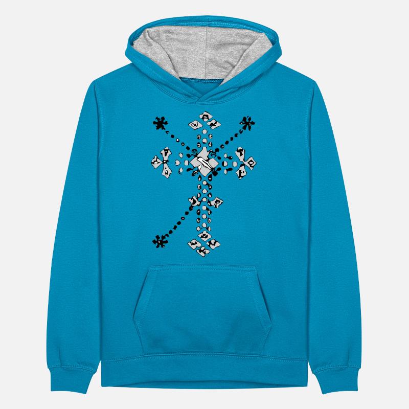 Zentangle Catholic Cross Teenager Contrast Hoodie