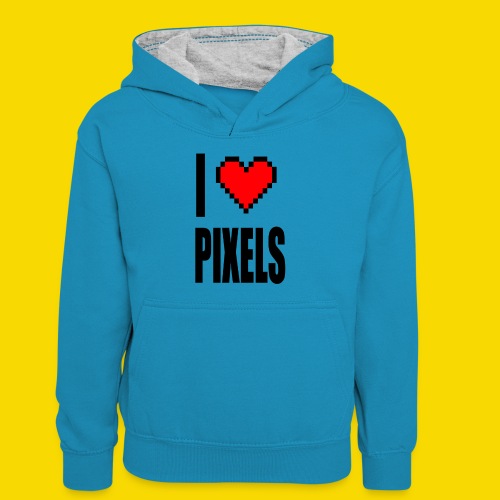 I Love Pixels - Młodzieżowa bluza z kontrastowym kapturem