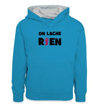 Wir verlieren nichts! - Teenager Kontrast-Hoodie - Pfauenblau/Grau meliert - Vorne