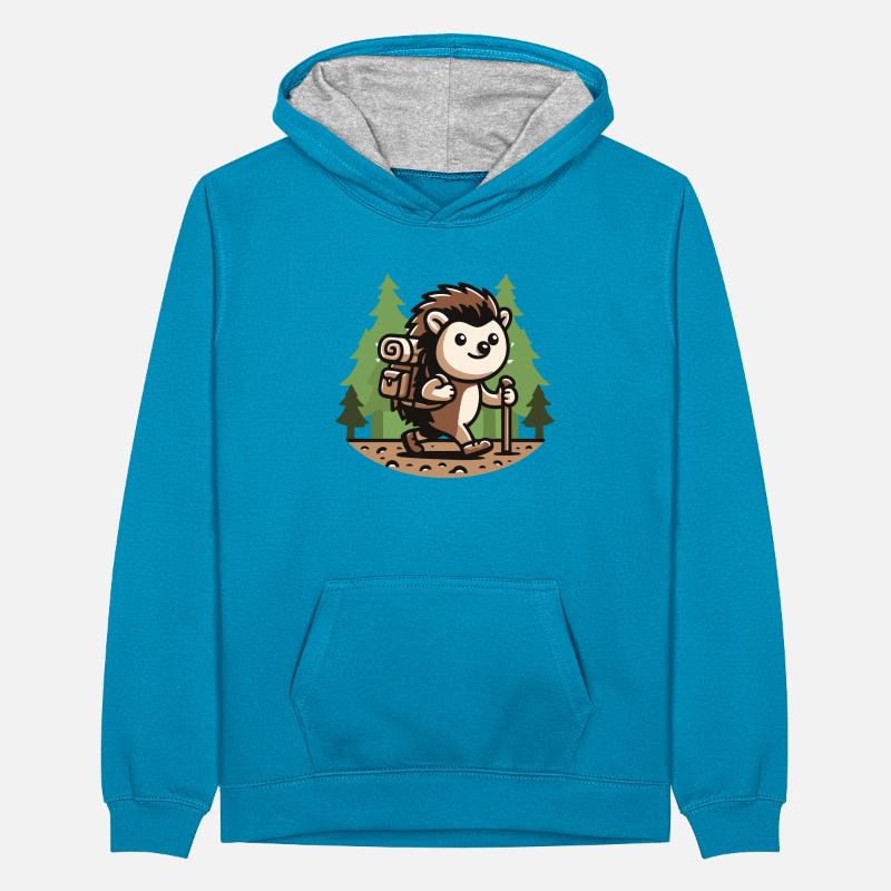 Wanderwanderer: Der Wanderigel Teenager Kontrast-Hoodie