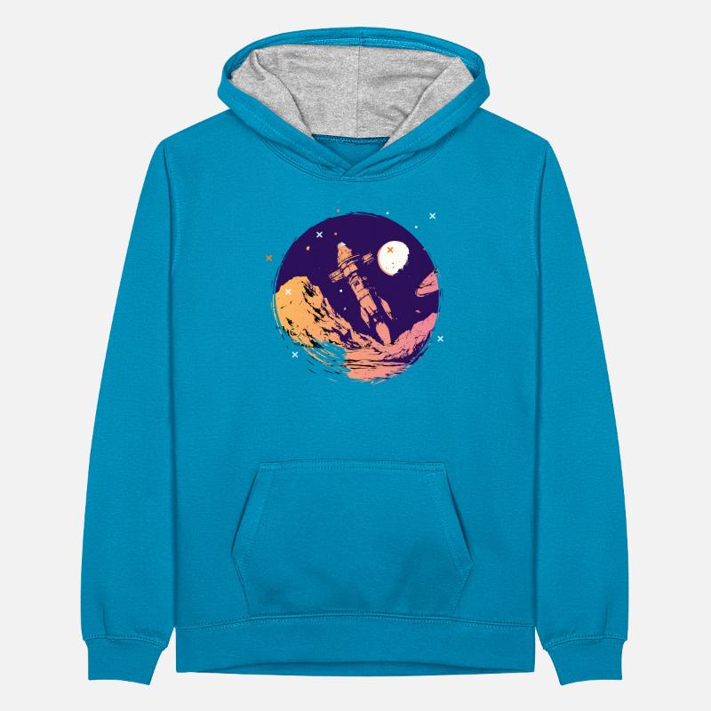 rocket space space school start Go space nerd Teenager Contrast Hoodie