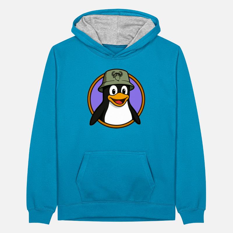 Tux Linux + GNU Hut Teenager Kontrast-Hoodie