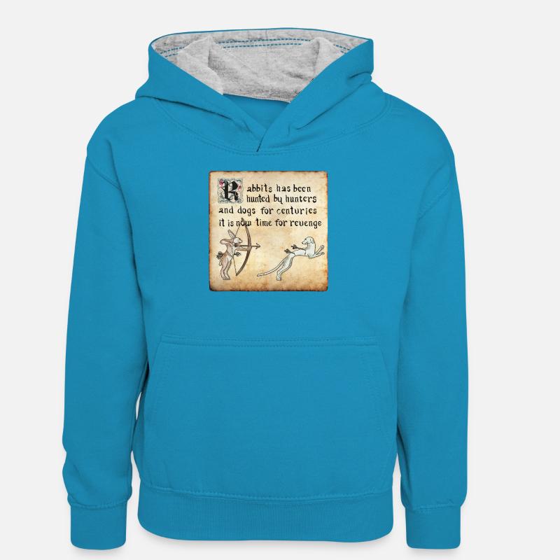 exécution - Sweat à capuche contrasté Ado - bleu paon/gris chiné