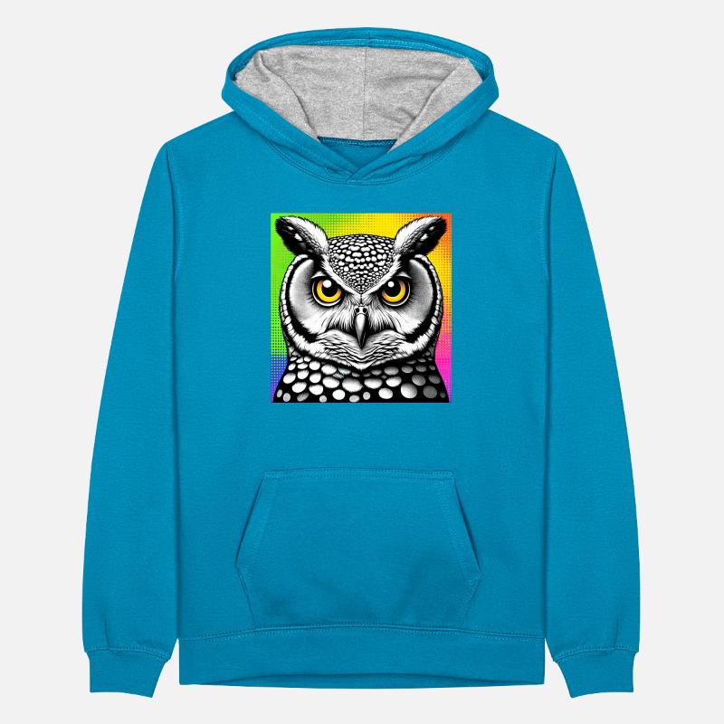 Eule Teenager Kontrast-Hoodie