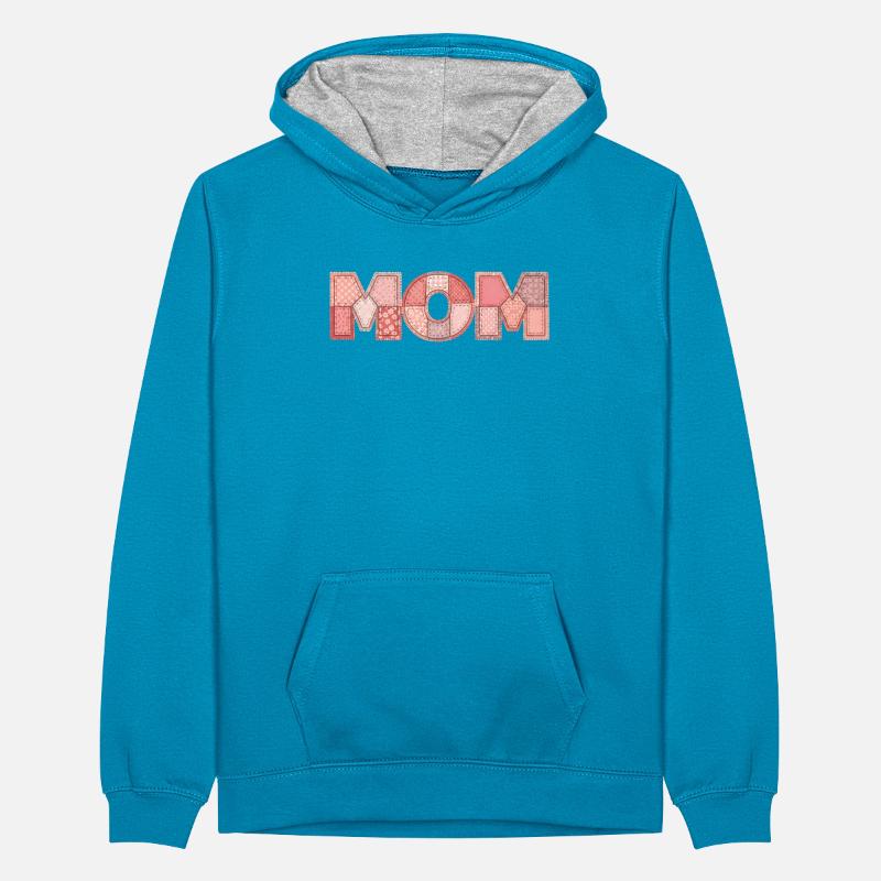 Mom Patchwork Blumen Muster Geschenk Teenager Kontrast-Hoodie