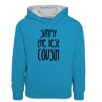 Onkel / Tante / Vetter / Cousin / Kusine - Teenager Kontrast-Hoodie - Pfauenblau/Grau meliert - Vorne