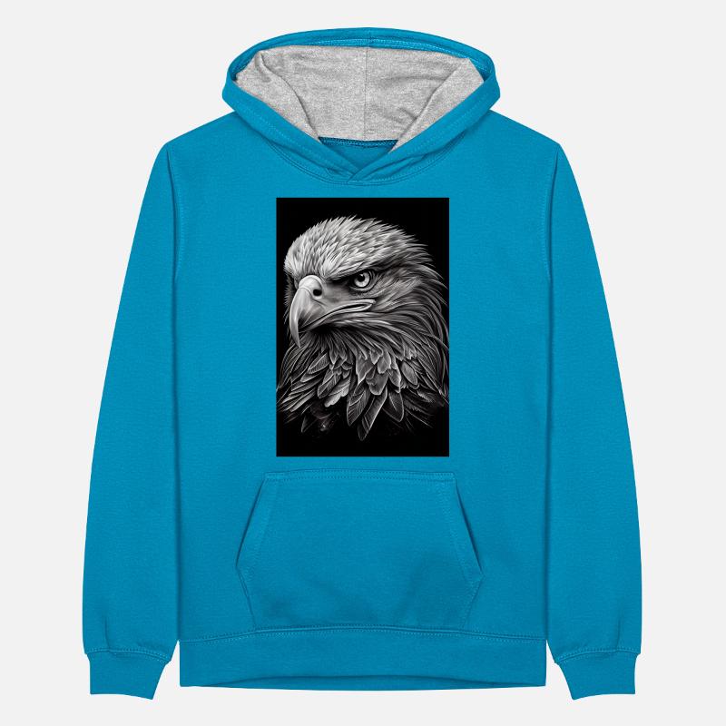 Eagle Animal Eagle Bald Eagle Drawn Teenager Contrast Hoodie