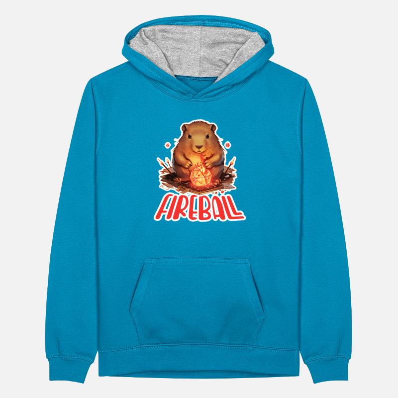 Capybara Mage – Conception de RPG boule de feu Sweat à capuche contrasté Ado