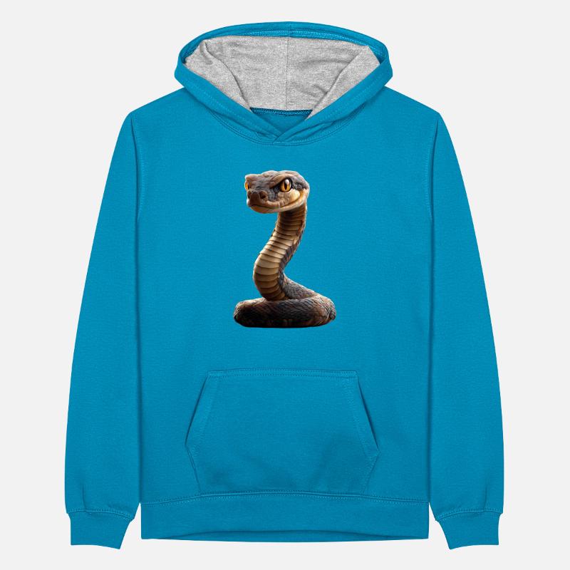 Schlange Python Kobra Klapperschlange Schlangen Teenager Kontrast-Hoodie